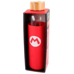 Botella Cristal Super Mario Bros Nintendo Funda Silicona 585Ml(Botella Cristal Super Mario Bros Nintendo Funda Silicona 585ml)