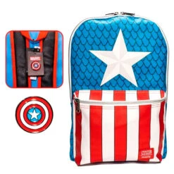 Mochila + Pin Capitan America Marvel Loungefly 45Cm(Mochila Pin Capitan America Marvel Loungefly 45cm)