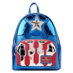 Mochila Metallic Capitan America Marvel Loungefly 26Cm(Mochila Metallic Capitan America Marvel Loungefly 26cm)